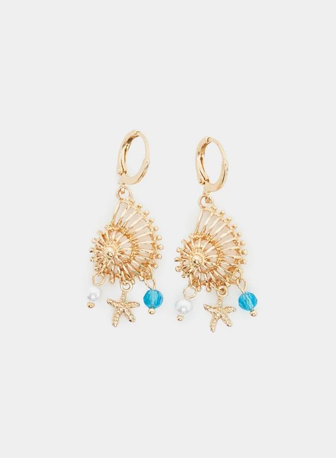 Styli Gold Seashell Dangle Earrings